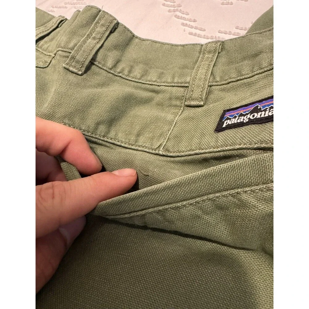 Patagonia Duck Pants Mens 33 Green Canvas Straight Organic Cotton Outdoor Hiking - Picture 5 of 10